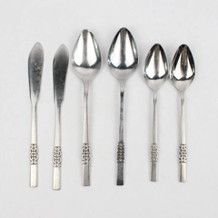 Lot of 6 International Stainless Deluxe Danish Scroll Spoons & Butter Knives