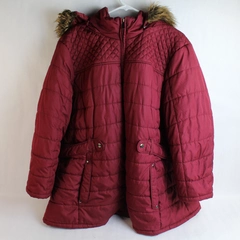 Faded Glory Burgundy Women's Faux Fur Hood Trim Parka Jacket Size 3X