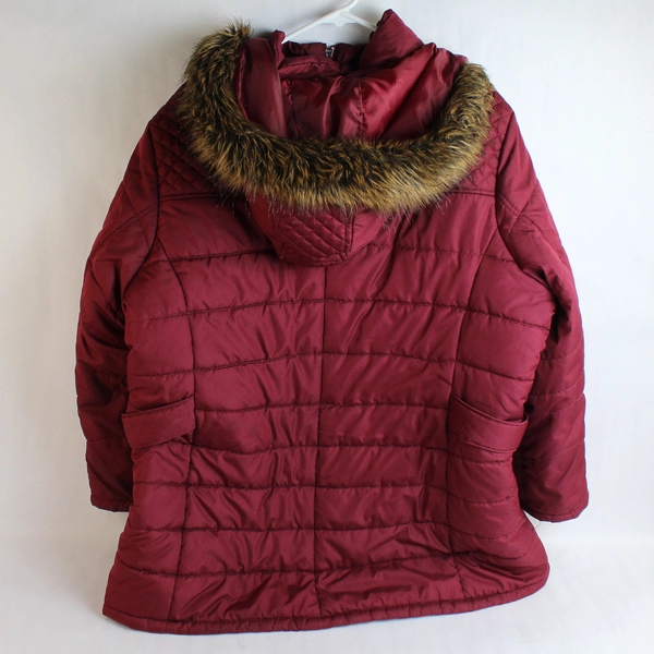 Faded Glory Burgundy Women's Faux Fur Hood Trim Parka Jacket Size 3X