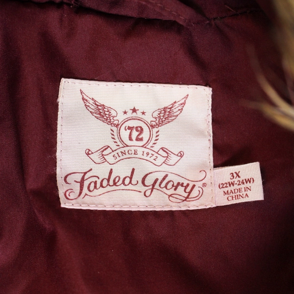Faded Glory Burgundy Women's Faux Fur Hood Trim Parka Jacket Size 3X