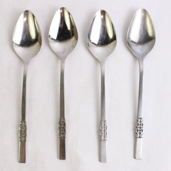 Lot of 4 International Stainless Deluxe Danish Scroll Serving Spoons
