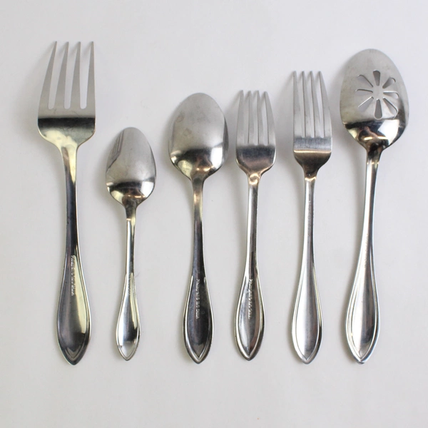 Lot of 6 Pcs Pfaltzgraff Everyday Beaded 18/0 Stainless Steel Flatware Set