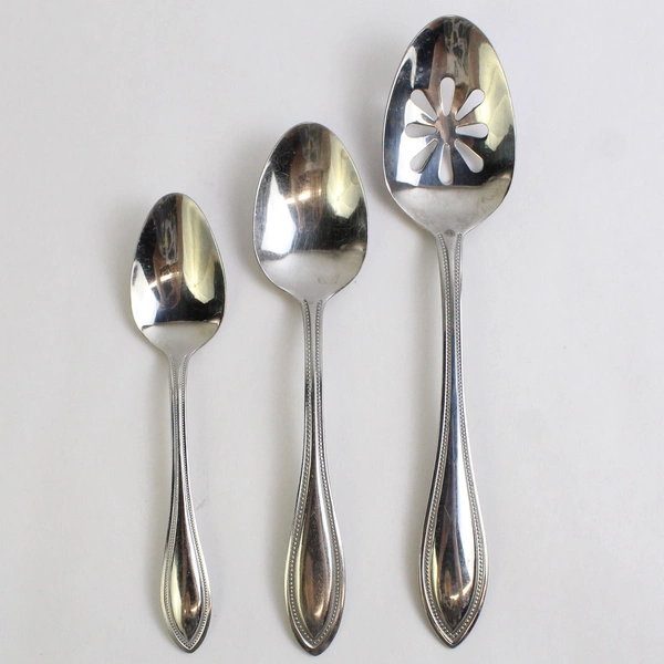 Lot of 6 Pcs Pfaltzgraff Everyday Beaded 18/0 Stainless Steel Flatware Set