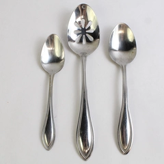Lot of 3 Pfaltzgraff Everyday Beaded 18/0 Stainless Steel Flatware Spoons