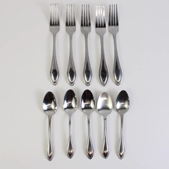 Lot of 10 Pcs Pfaltzgraff Everyday Beaded 18/0 Stainless Steel Flatware Set