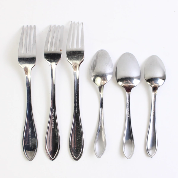 Lot of 6 Pcs Pfaltzgraff Everyday Beaded 18/0 Stainless Steel Flatware Set