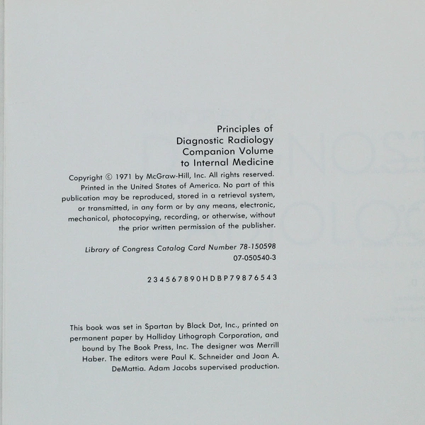 1971 Principles of Diagnostic Radiology Companion Volume Potchen Koehler Davis
