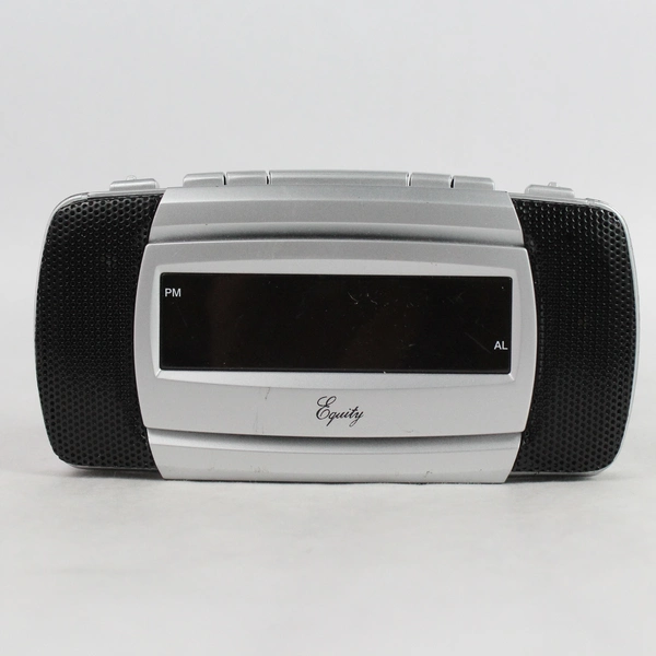 Equity Electronic Alarm Clock Model 30240 Black Silver Turns On
