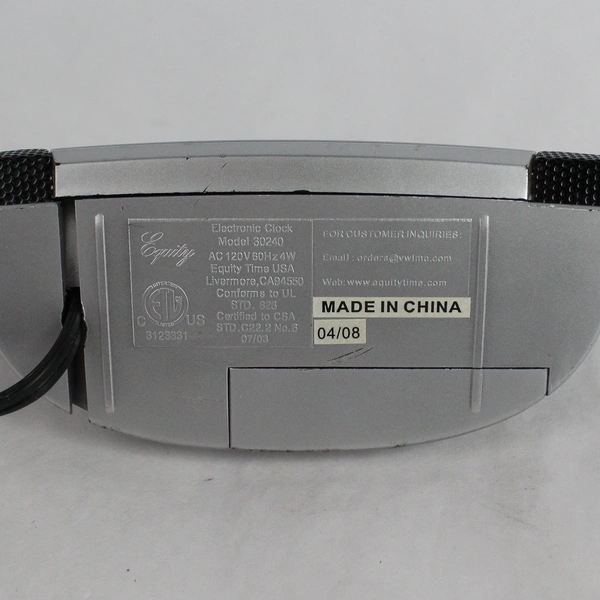 Equity Electronic Alarm Clock Model 30240 Black Silver Turns On