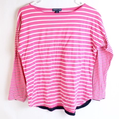 American Living Pink and White Striped Long-Sleeved Shirt Women's Size Medium