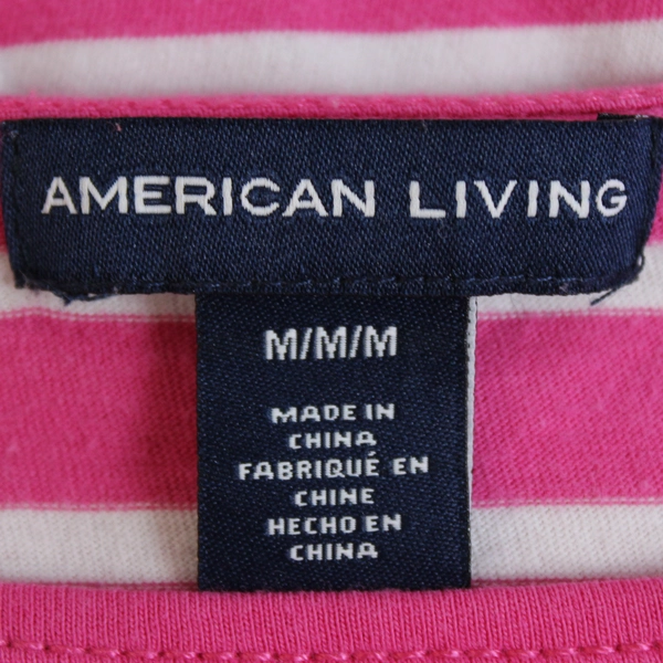 American Living Pink and White Striped Long-Sleeved Shirt Women's Size Medium