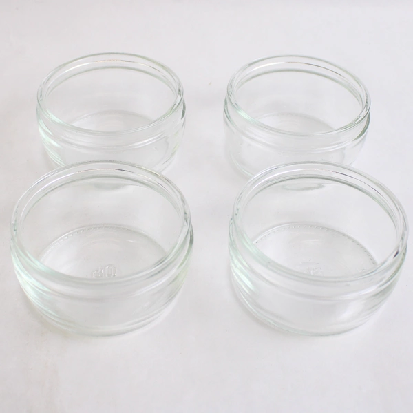 Set of 4 Small Clear Glass Ramekin Jars No Lids Kitchen Storage