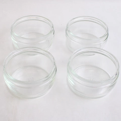 Set of 4 Small Clear Glass Ramekin Jars No Lids Kitchen Storage