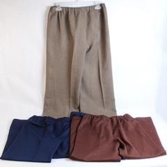 Lot Of 3 Handmade Pull On Cropped Pants Women's Size S Blue Burgundy Brown