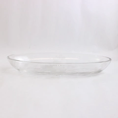 Unmarked Vintage Clear Etched Glass Oval Celery Dish 10"