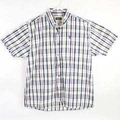 U.S. Polo Assn Boys Size 18 Button Up Shirt Top Plaid Short Sleeve 100% Cotton