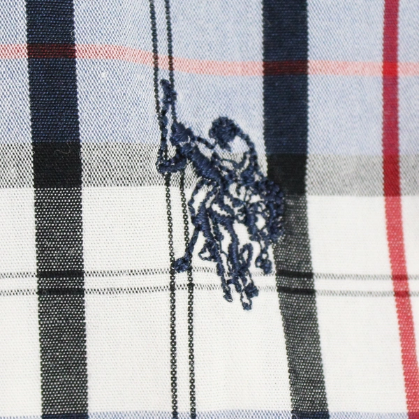 U.S. Polo Assn Boys Size 18 Button Up Shirt Top Plaid Short Sleeve 100% Cotton