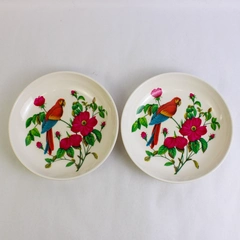 Lot of 2 Productos Margarita 8.5 Inch Melamine Parrot And Flower Pattern Bowls