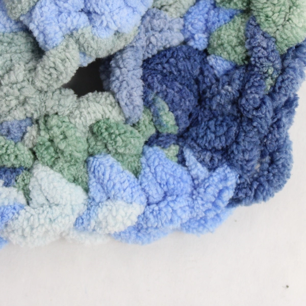 Handmade Crocheted Blue and Green Soft Baby Blanket 33" x 36"