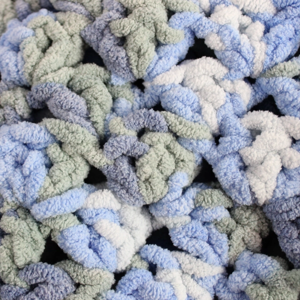 Handmade Crocheted Blue and Green Soft Baby Blanket 33" x 36"