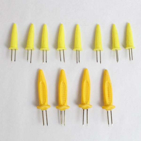 Lot of 12 Unbranded Corn Cob Forks Holders Appetizer Design Mini Yellow Corn