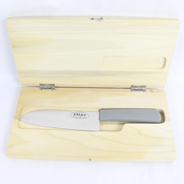 Joylife Outdoor And Camping Goods Chef 5.5" Knife Gray Handle Storage Wooden Box