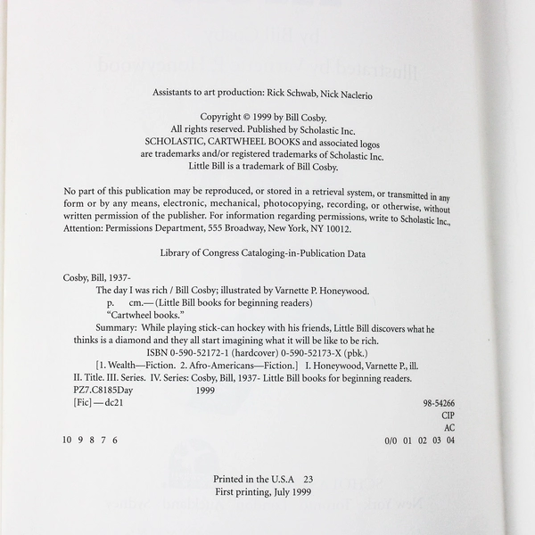 Lot Of 3 Kids Story Books: Little Bill, What Mary Jo Shared & Lucky Goes To Bat