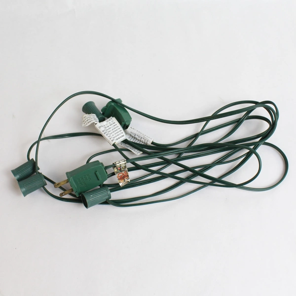 Christmas Light Extension Cord Green 10mm Bulb Socket 135 Inches 5 Sockets