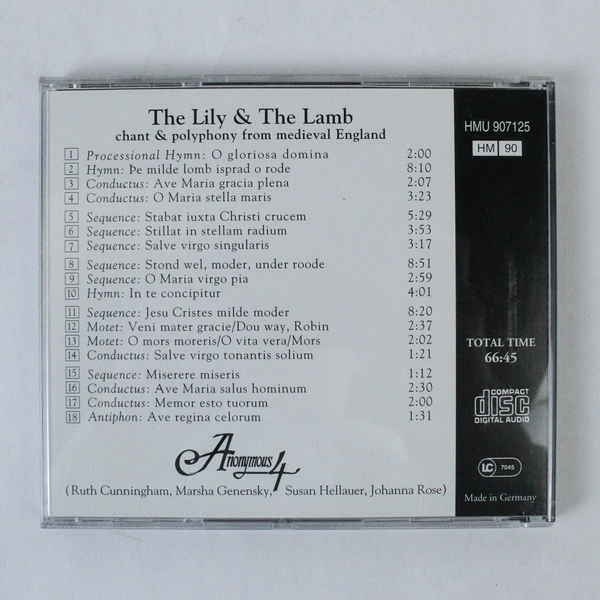 The Lily & The Lamb: Medieval Chant & Polyphony CD, Pre-Owned, 1995