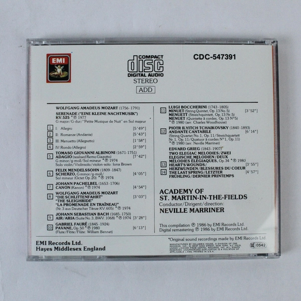 Mozart Eine Kleine Nachtmusik CD Academy of St Martin Marriner 1986