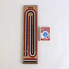 Bicycle Wood 3 Player Cribbage Board With A Deck Of Bicycle Cards 