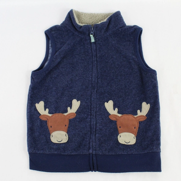 Carters Just One You Fleece Vest Boys Size 4T Navy Blue Moose Full Zip 