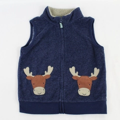 Carters Just One You Fleece Vest Boys Size 4T Navy Blue Moose Full Zip 