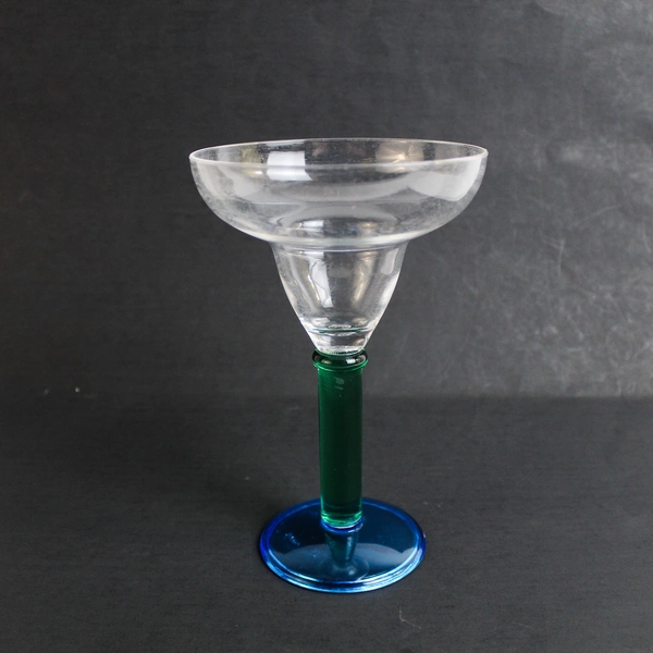 Lot of 3 Unbranded Matching Plastic Margarita Glasses Clear/Green/Blue Taiwan