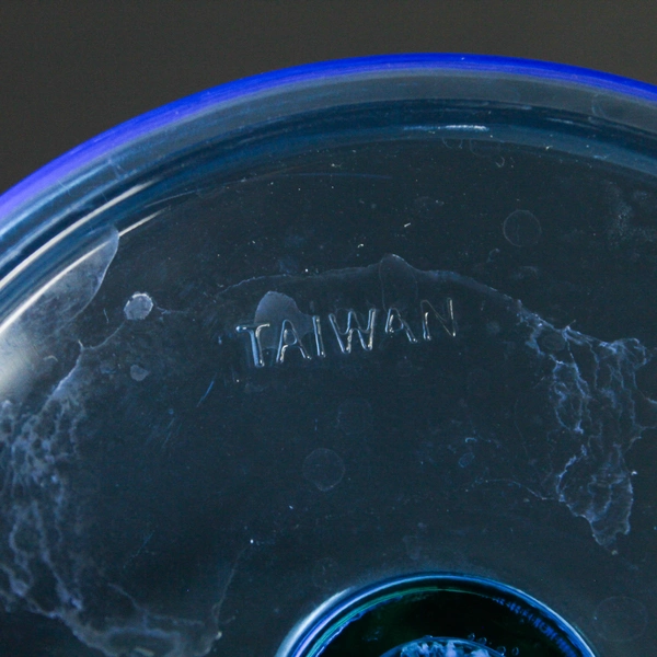 Lot of 3 Unbranded Matching Plastic Margarita Glasses Clear/Green/Blue Taiwan