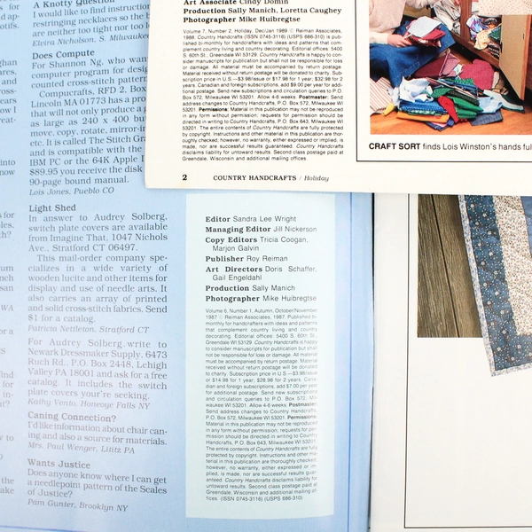 Lot of 2 Country Handcrafts Magazines Autumn 1987 & Holiday 1988