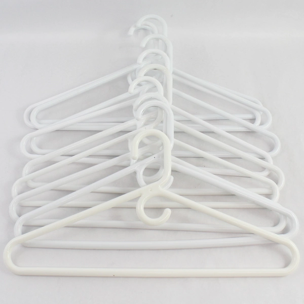 Lot of 10 Tubular Opaque White Hangers for Closet Storage