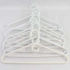 Lot of 10 Tubular Opaque White Hangers for Closet Storage