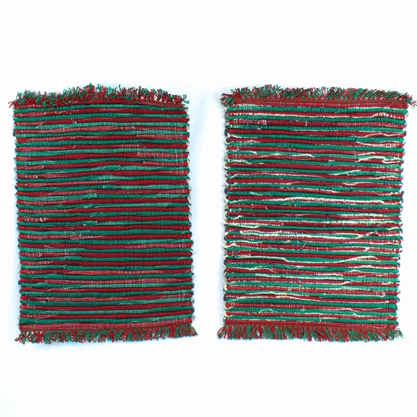 Lot of 2 WC Imports Woven Christmas Color Placemats Cotton Blend