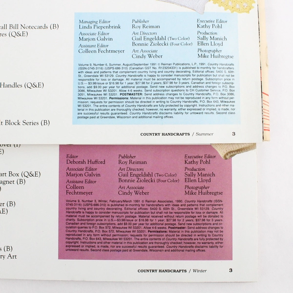 Lot of 2 Country Handcrafts Magazines Winter 1991 & Summer 1991