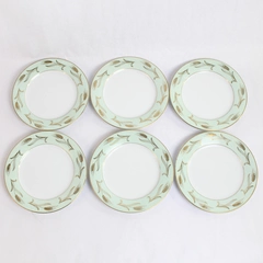 Set of 6 Noritake China Number 5267 Alice Style Dessert Plates Gold Accents