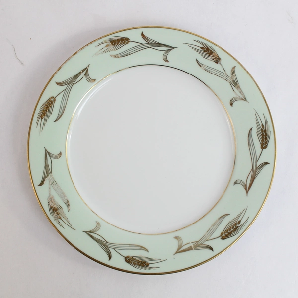 Set of 6 Noritake China Number 5267 Alice Style Dessert Plates Gold Accents