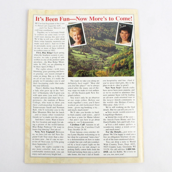 Country Handcrafts Magazine Holiday 1992 Featuring Full-Size Patterns