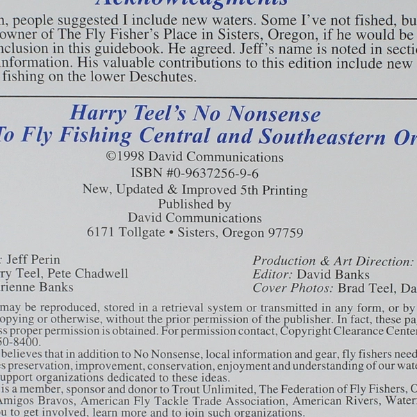 Guide to Fly Fishing Central and Southeastern Oregon Harry Teel 1998 Paperback