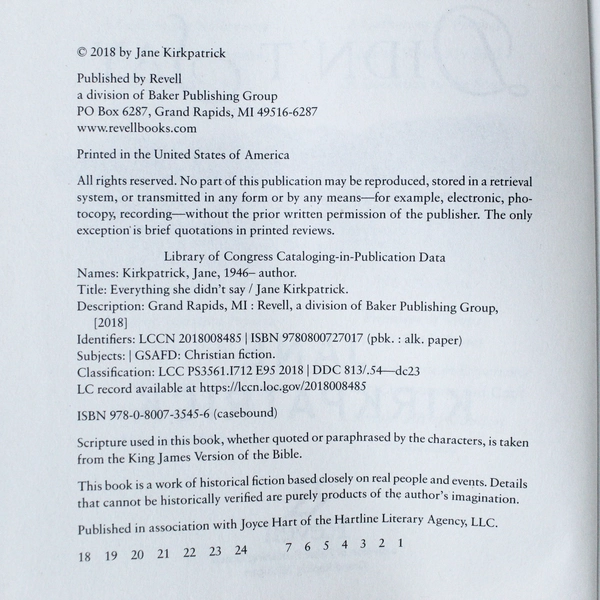 Everything She Didn't Say by Jane Kirkpatrick 2018 Paperback Historical Fiction