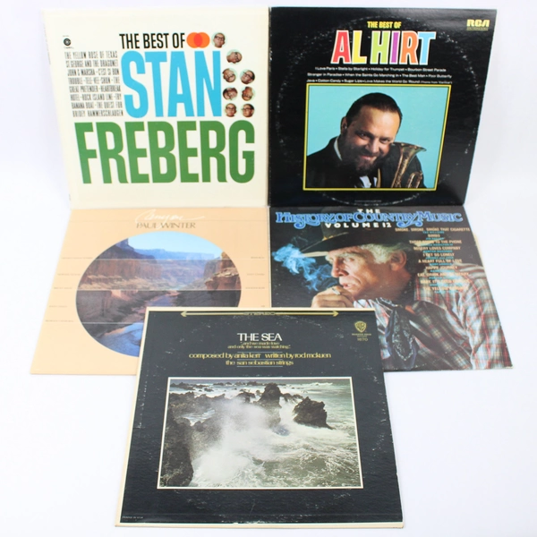 Lot of 5 12" Vinyl Records Various Artists Jazz Country New Age Classical Comedy