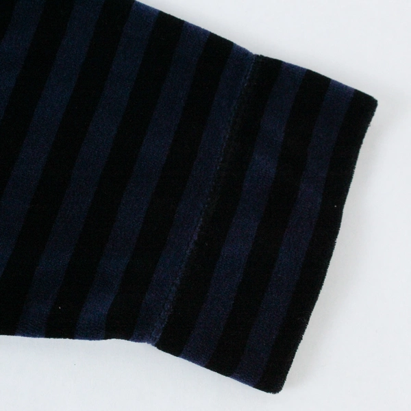 Sag Harbor Women's Large Blue Black Striped Velvet V-Neck Pullover Top