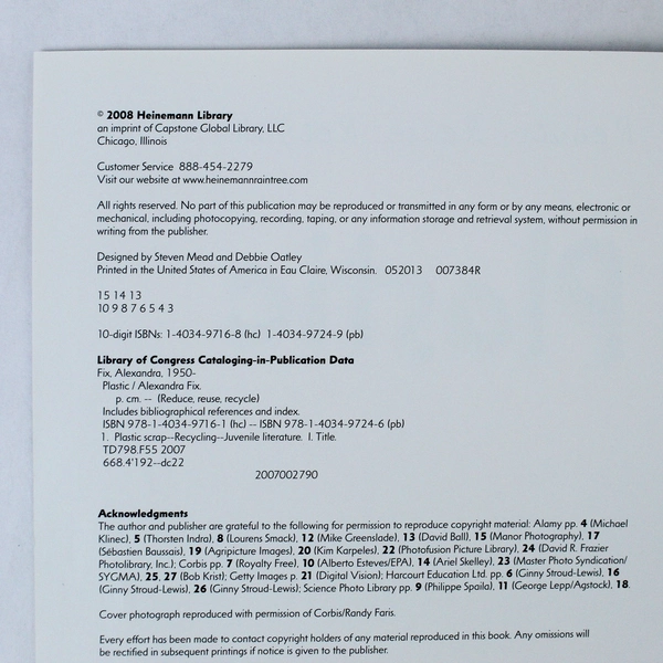 Reduce Reuse Recycle Plastic Paperback 2008 Heinemann Raintree, Pre-Owned