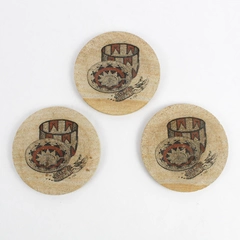 Set of 3 Thirstystone Sandstone Coasters Southwestern Woven Basket Design