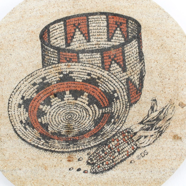 Set of 3 Thirstystone Sandstone Coasters Southwestern Woven Basket Design